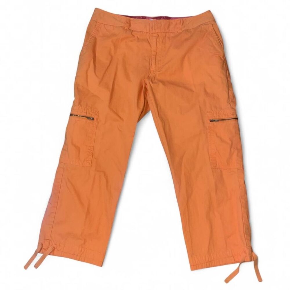 Vintage Y2K 2000 Izod Women's Orange Cargo Cropped Pants SZ 12